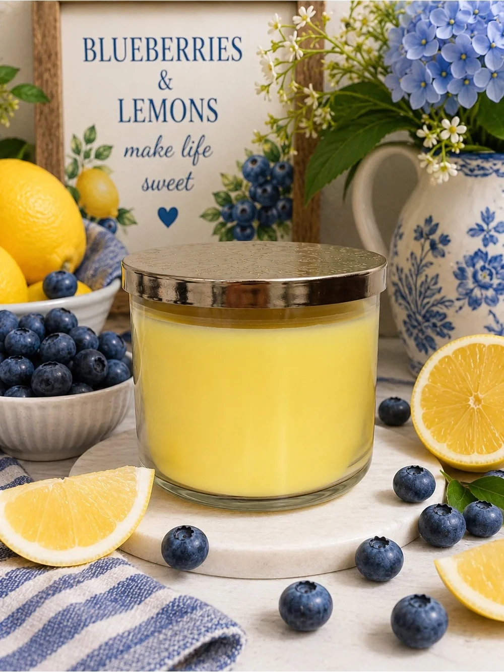 Bath & Body Works Blueberry Lemon Sour 3-Wick Candle NWT 14.5 oz